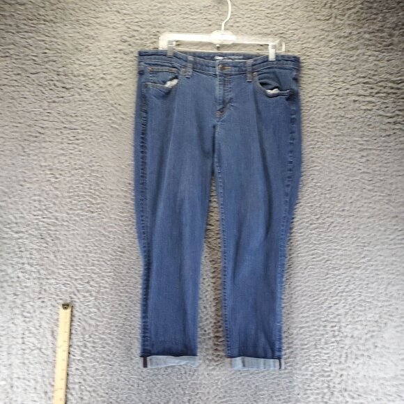 Gap Jeans Womens 14 Blue Boyfriend Fit Medium Wash Denim Stretch Relaxed Casual - Picture 1 of 13